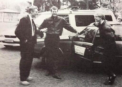 Leif Holmgren, Magnus Carlsson och Stefan Olsson på Taxi Stor & Liten i Boulognerskogen 1991.
