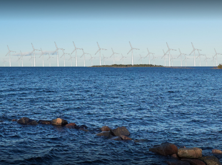Natursköna Jungfrukusten fördärvas av gigantiska vindkraftverk. Bildmontage från Facebook.