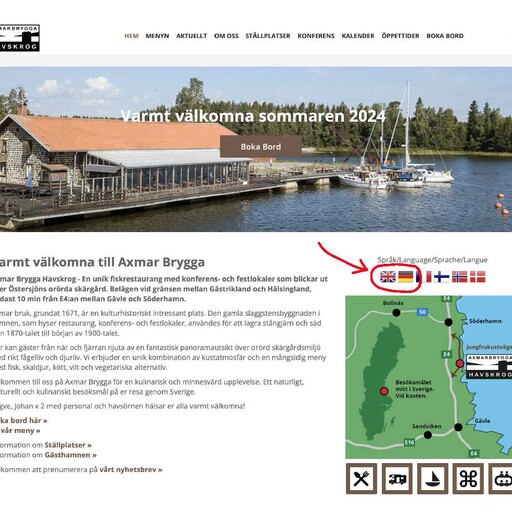 Axmar Brygga satsar på flerspråkig hemsida för att locka fler besökare från Europa