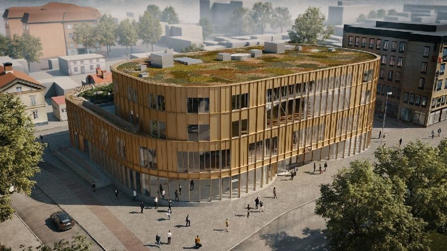 Skiss på nya kultur- och bildningscenter som ska byggas i Gävle.