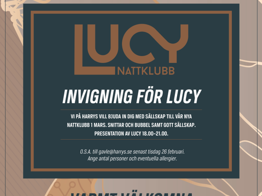 Inbjudan! Invigning för nya nattklubben Lucy